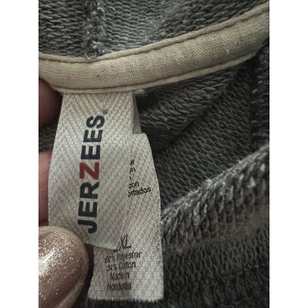 Jerzees gray colorblock hoodie Pine Trees glitter graphic 2XL outdoor comfy - Picture 3 of 9